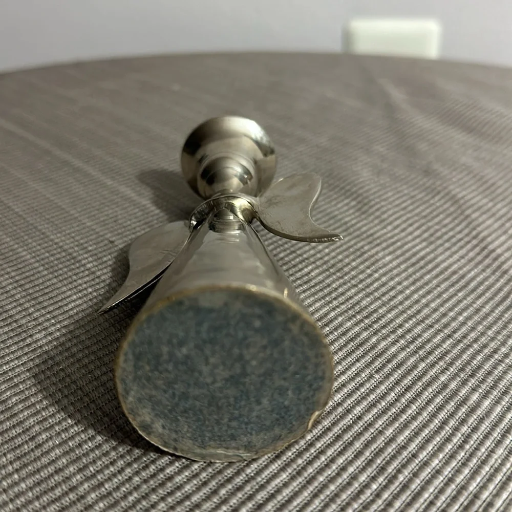 Silver angel taper candle holder 5” tall